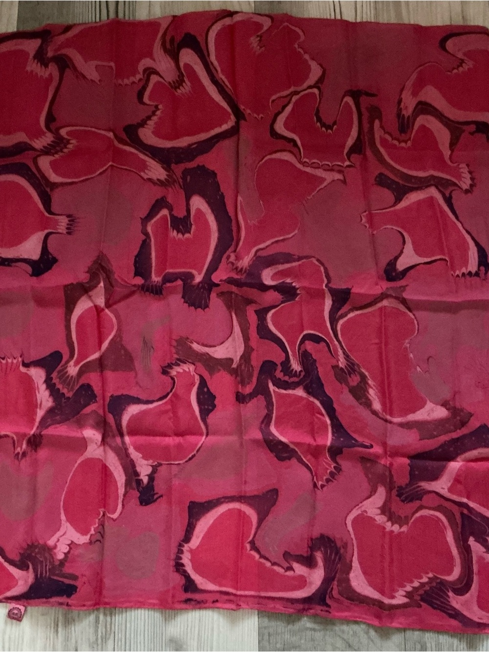 Vintage 80s Happiness 100% pure silk scarf pink multicolored